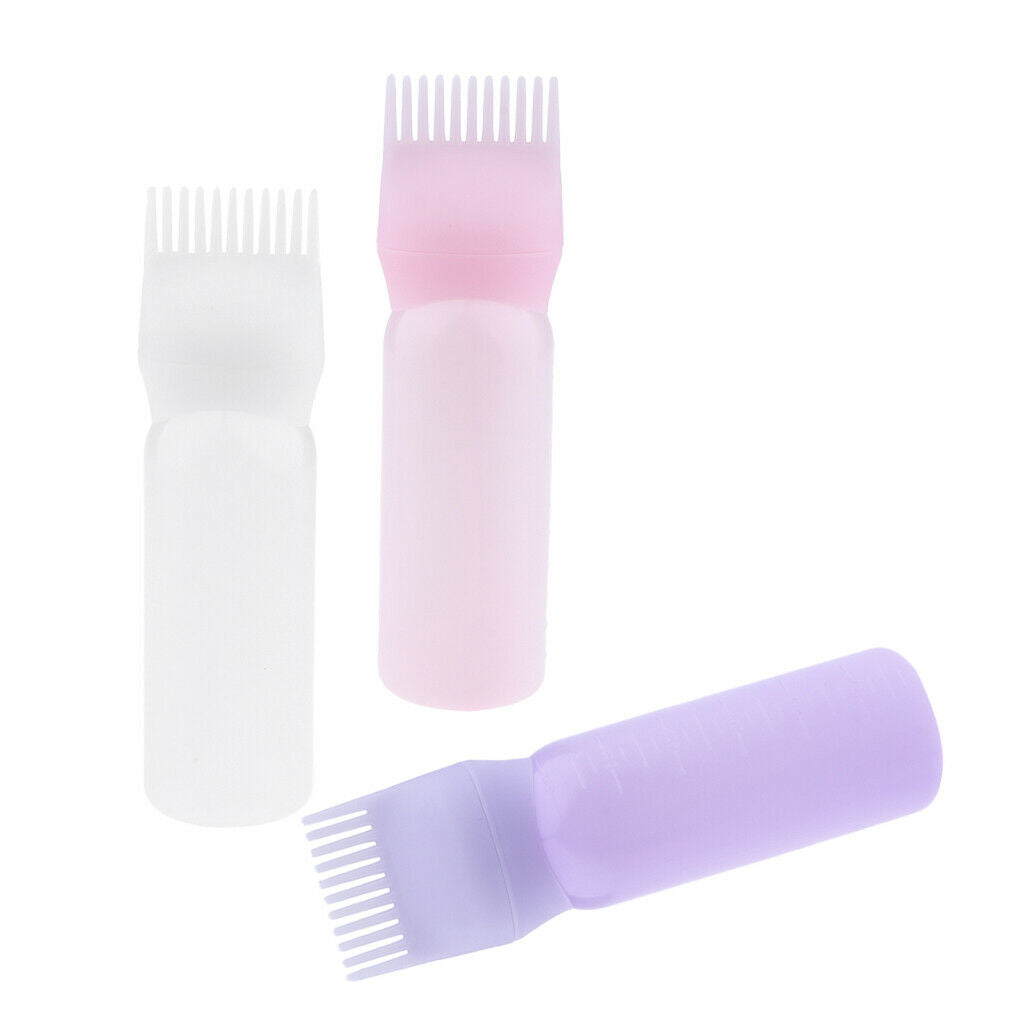 Empty Hair Dye Applicator Dispensing Brush Salon Coloring Bottle 60ml 3pcs