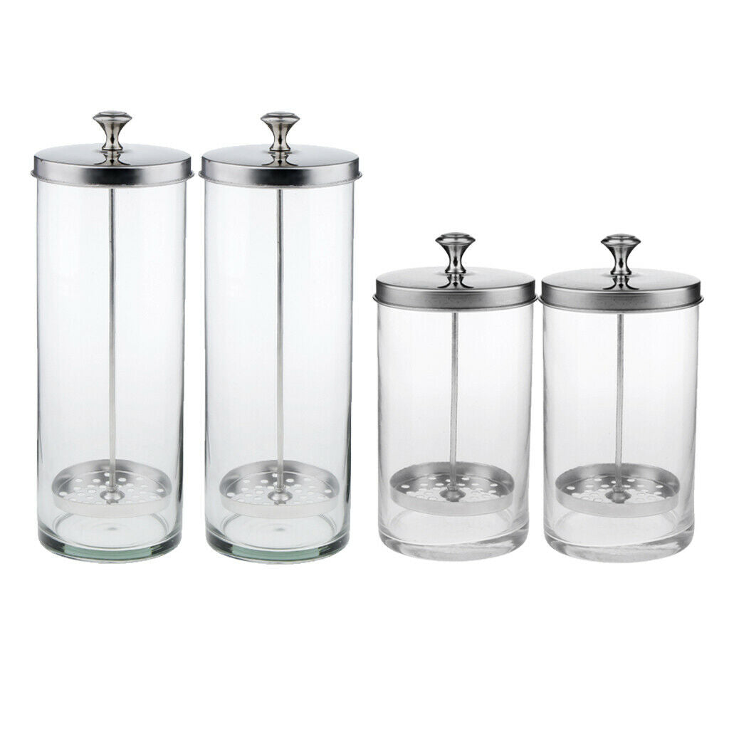 4Pcs Empty Glass Sanitizing Disinfectant Jar Bottle For Nipper Cutter Tools