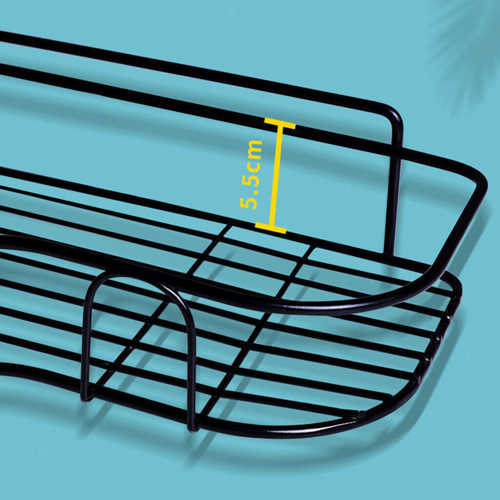 2Pcs Heavy Duty Iron Wall Corner Shelf Shower Basket Adhesive Organizer Rack