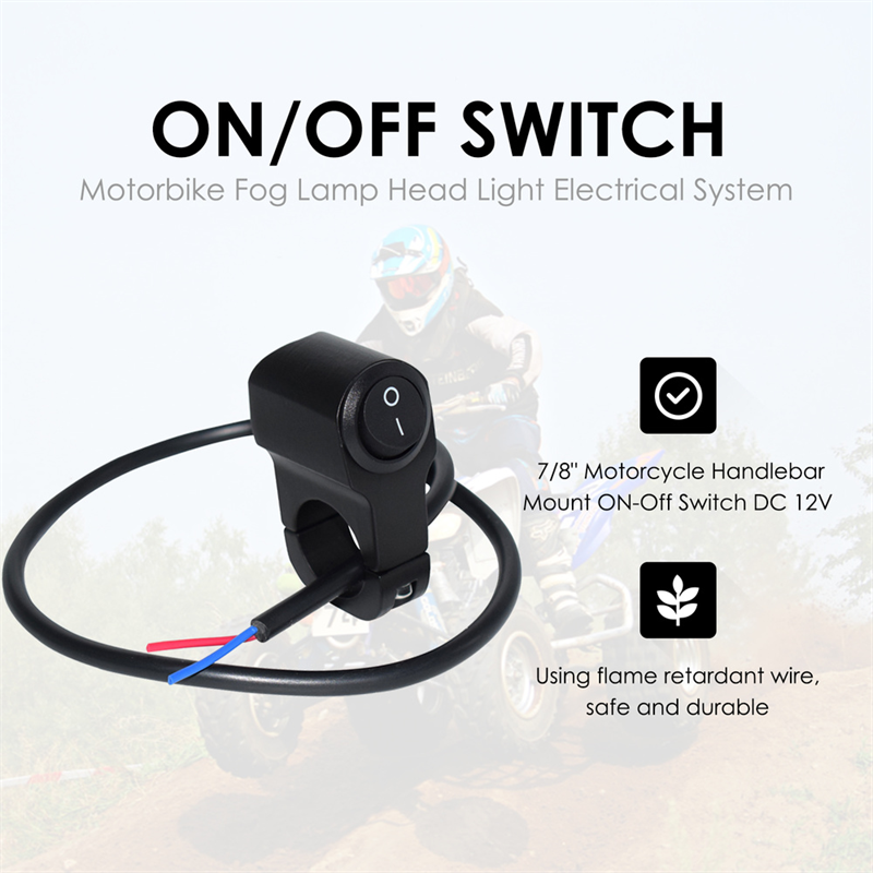 Motorcycle 7/8" 22mm Handlebar Headlight Fog Spot Light ON OFF Switch Waterproof