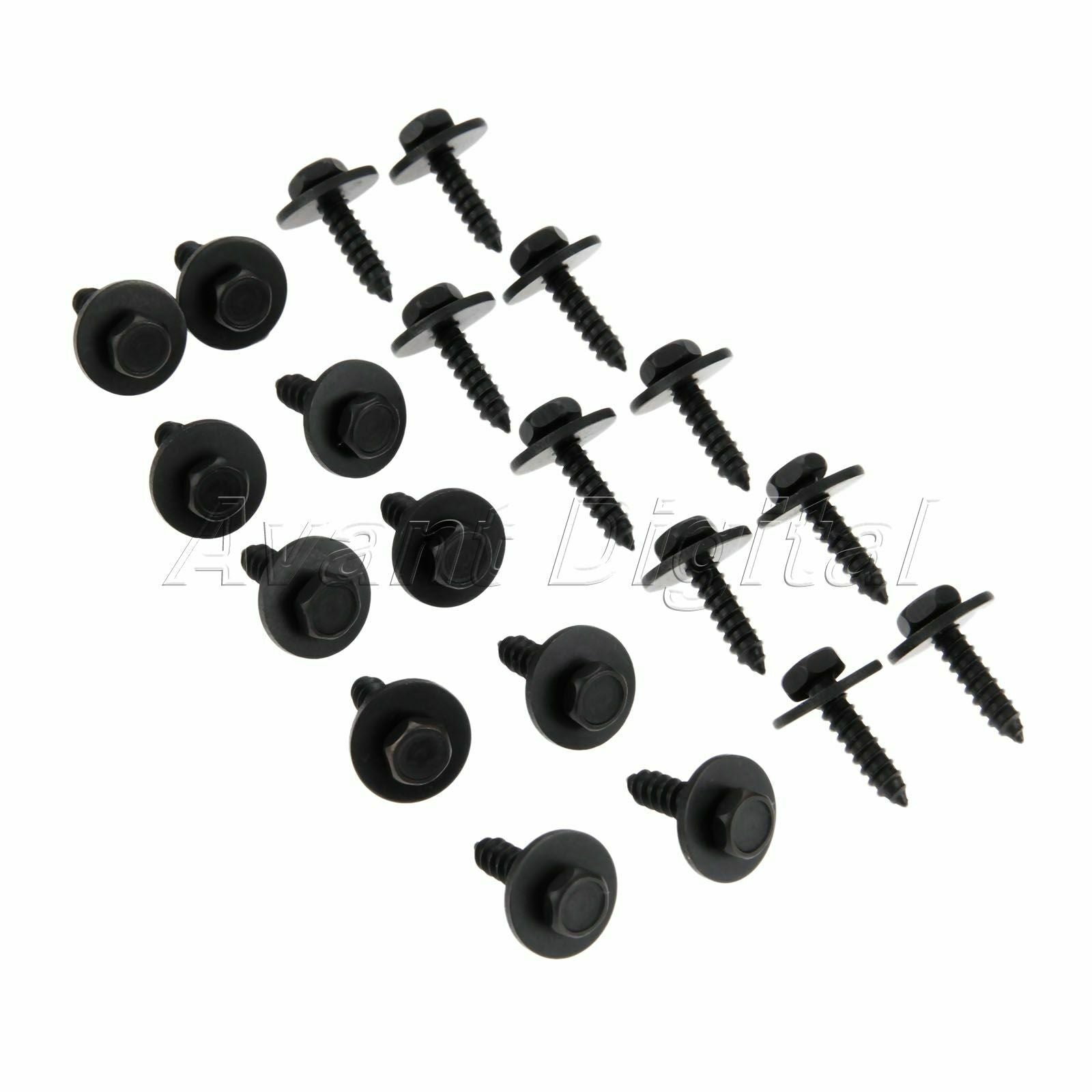 20 x New Black Universal Car Auto Self-Tapping Screws Hex Washer Head 4.8x19mm