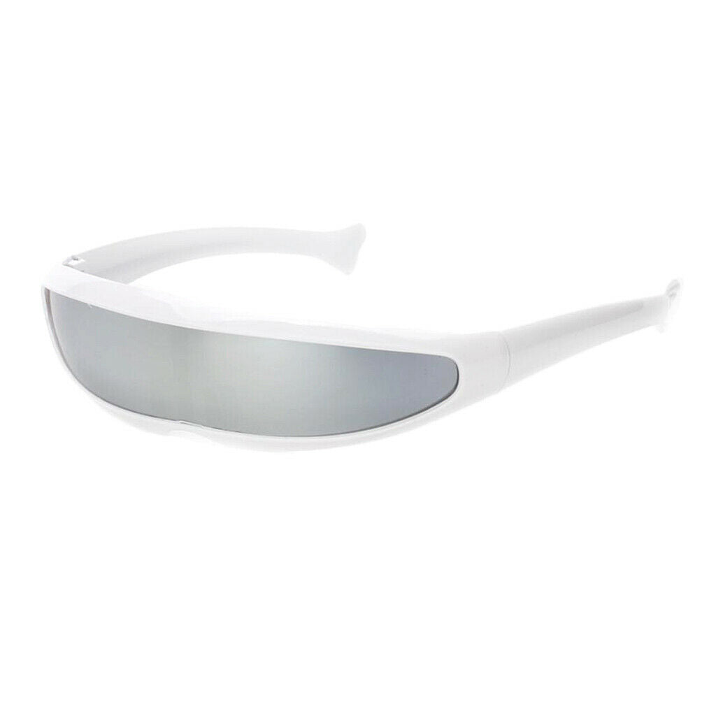 Womens Futuristic Shield Sunglasses Mirrored Lens Glasses Eyewear Funny