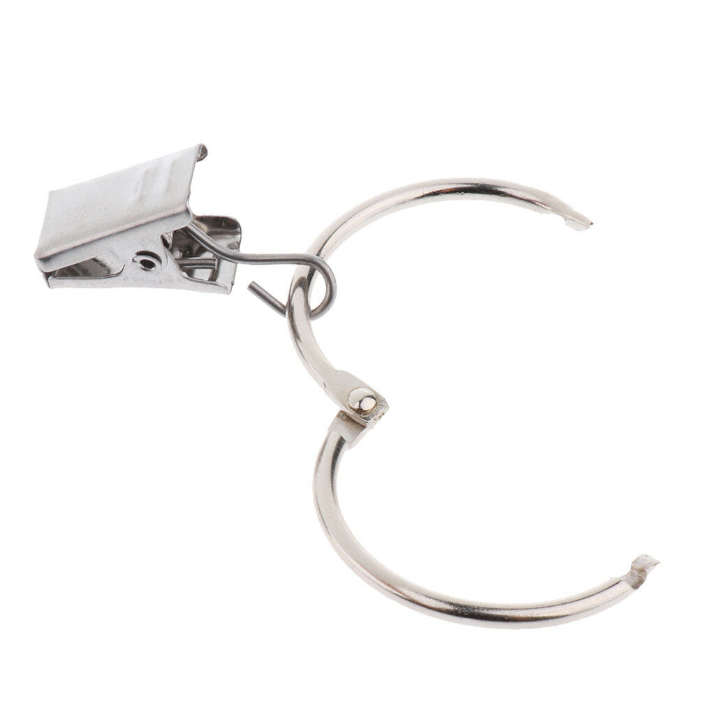 12Pcs Shower Curtain Rings with Clips Clamps Hanger Eyelet Rings Hook 30mm