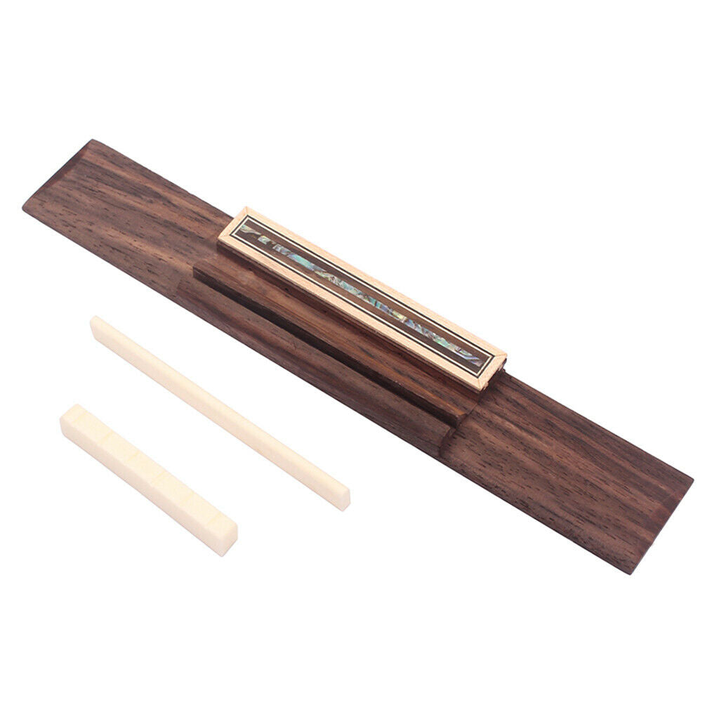 6 String Rosewood Guitar Bridge w/ Bone Saddle Nut for Classical Guitar Accs