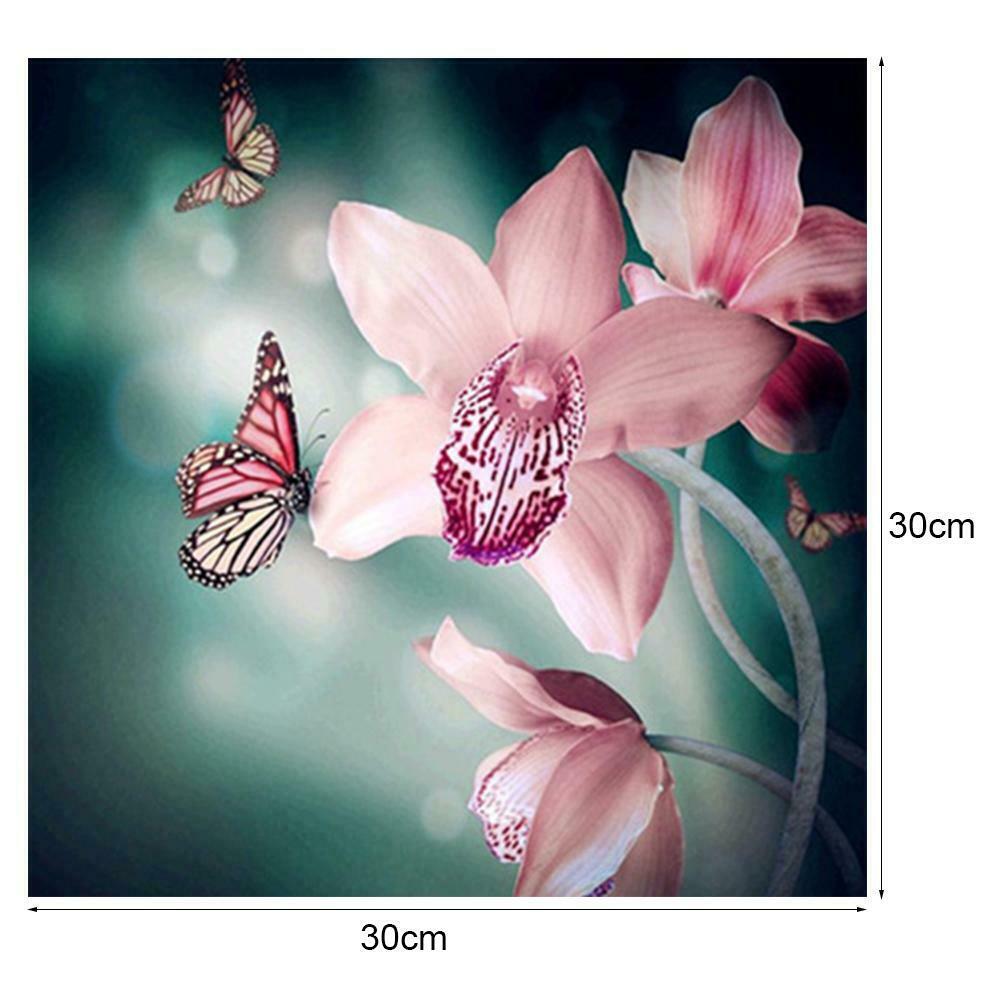 5D Diamond Painting Orchid Flower Embroidery Cross Stitch Craft Home Decor @