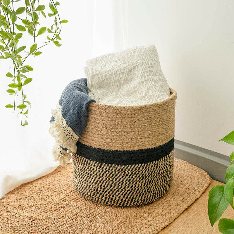 Organizer Basket Planter Basket Cotton Rope Woven Flower Pot Cotton SundriesQ6I4