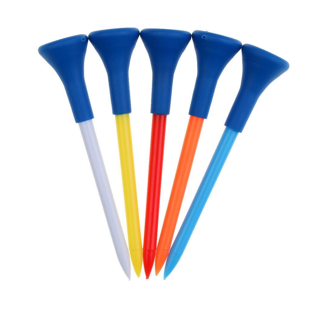 5 Pieces 70mmmm Durable Plastic Golf Tees Rubber Cushion Top Random Color