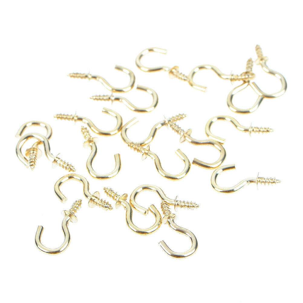 20Pcs 1/2 Inches brass plated cup hooks coat peg hanger high quali.l8
