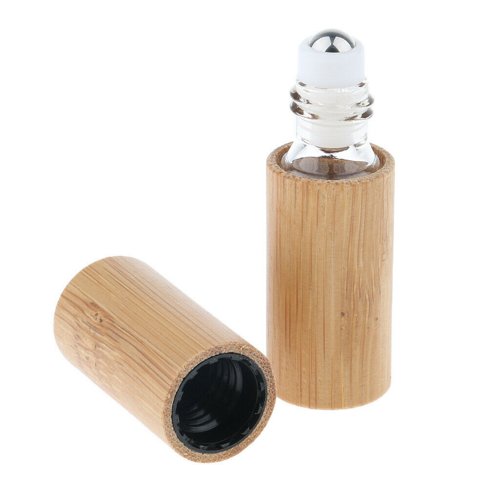 Natural Bamboo Perfume Essential Oil Roller Bottles Portable Container 5ml