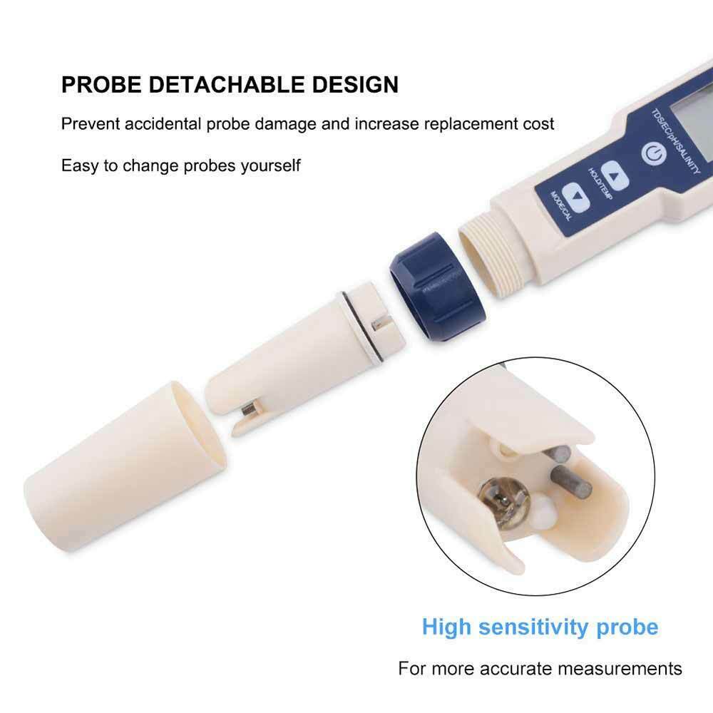 EZ-9909 Digital Water Tester PH/TDS/EC/Salinity/Temperature Meter Pen LIN