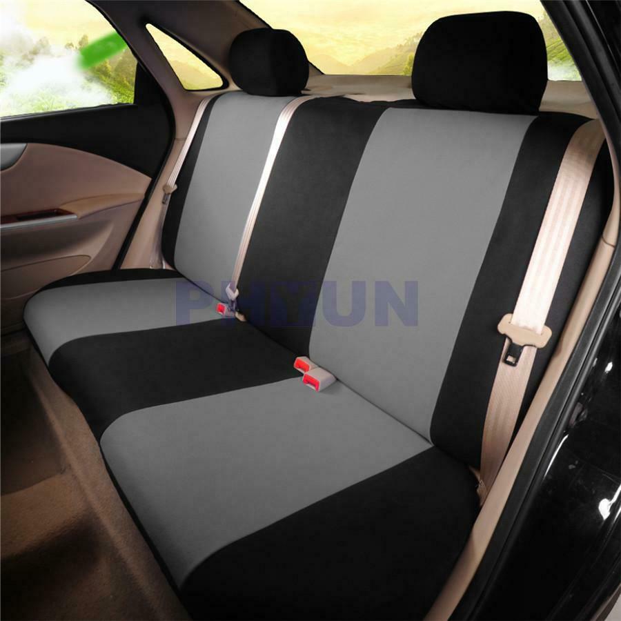1 Set 5-Seater Black+Gray Car SUV Seat Covers Cushion w/Hooks Washable Universal