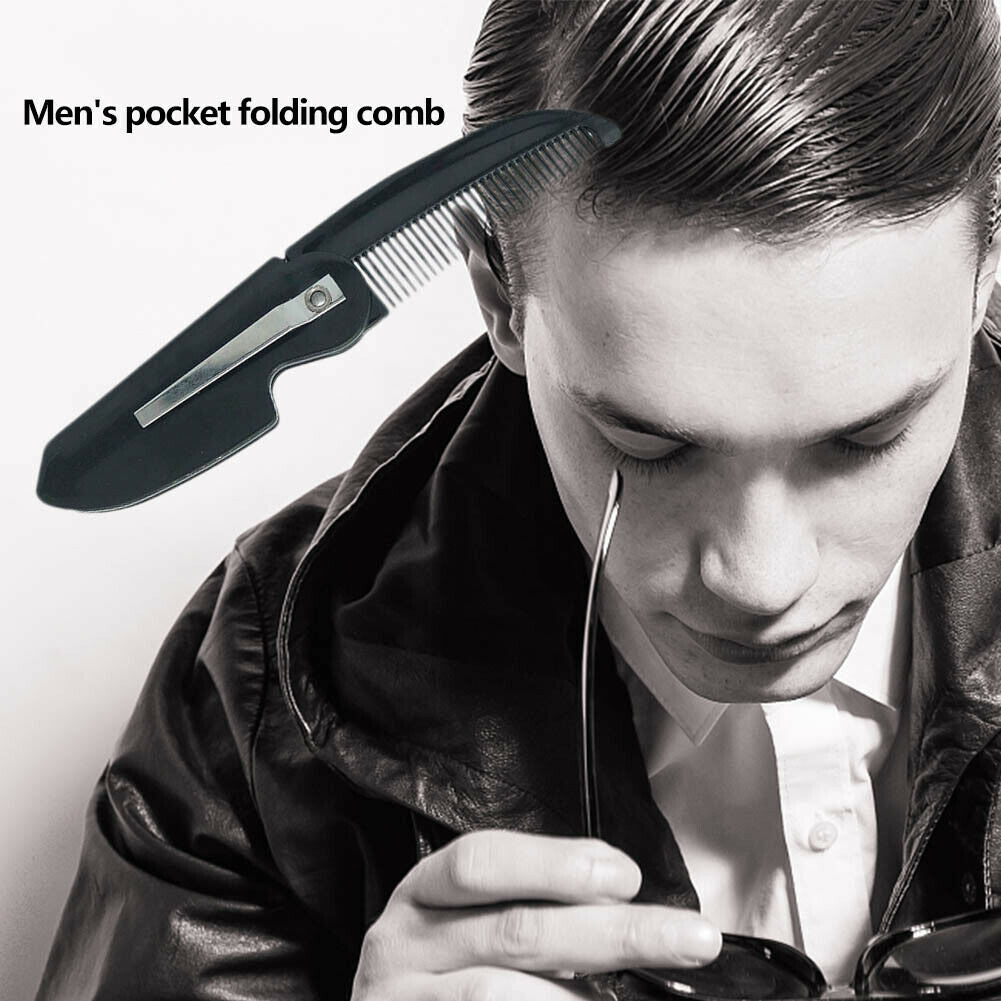 Man Woman Folding Portable Pocket Clip Beard Moustache Convenient Hair Comb @