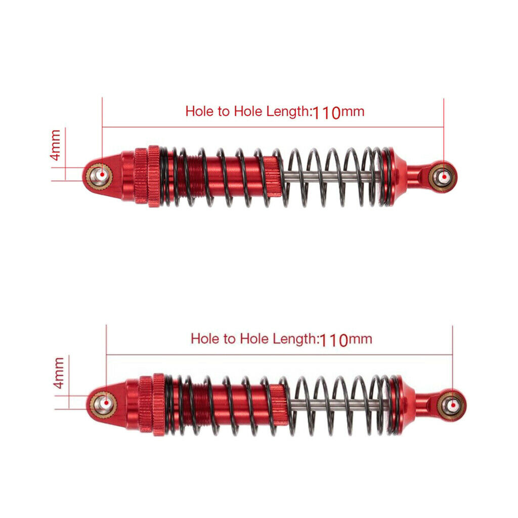 4Pcs RC 110mm Metal Front Shock Absorber for 1/10 Axial SCX10 RC4WD D90 Cars