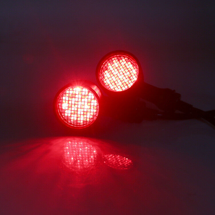 Black+Red Bullet Grid Turn Signals Indicator Light For Universal Motorcycles