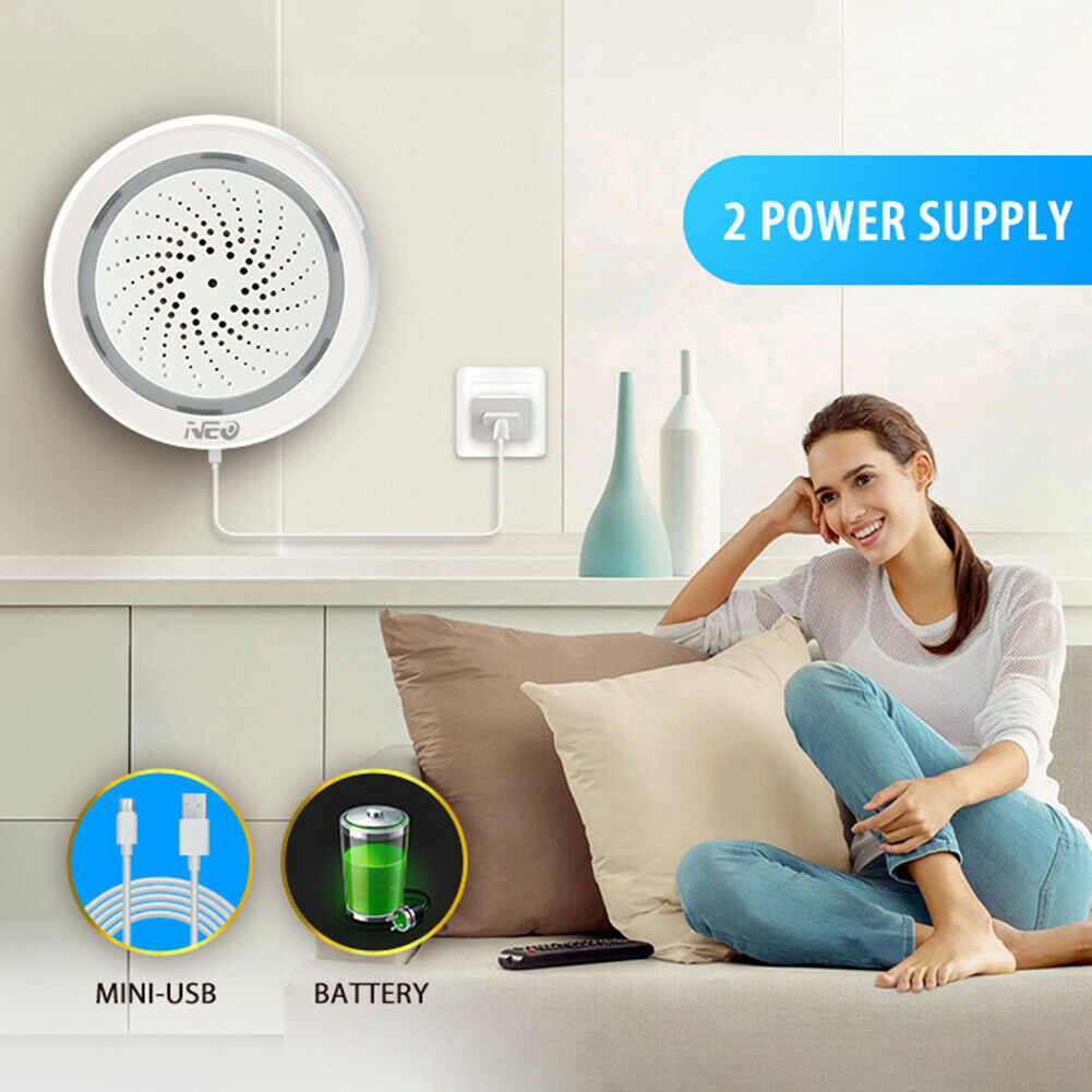 3 in 1 WiFi Siren Alarm with Temperature Humidity Sensor App Voice Control @