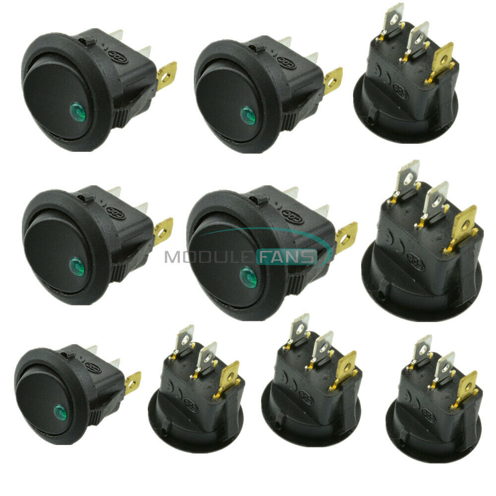 50PCS 12V LED Green Dot Light Car Auto Boat Round Rocker ON-OFF Toggle Switch
