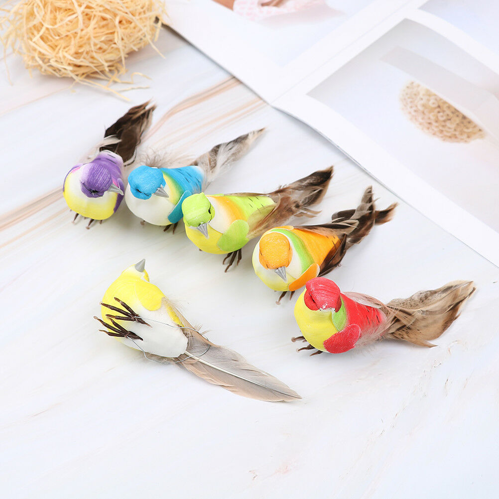 Artificial feather birds nest decorative mini swallows home garden ornamen.l8
