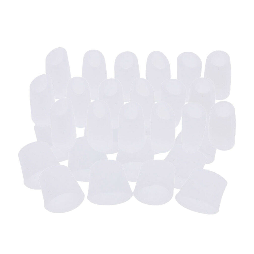30x Women/Men Gel Toe Sleeves Caps Tube Separators for Hammer Toes White
