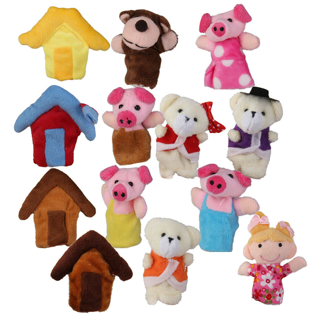 13pcs Goldilocks Bears & Little Pigs Finger Puppet Story To Tell