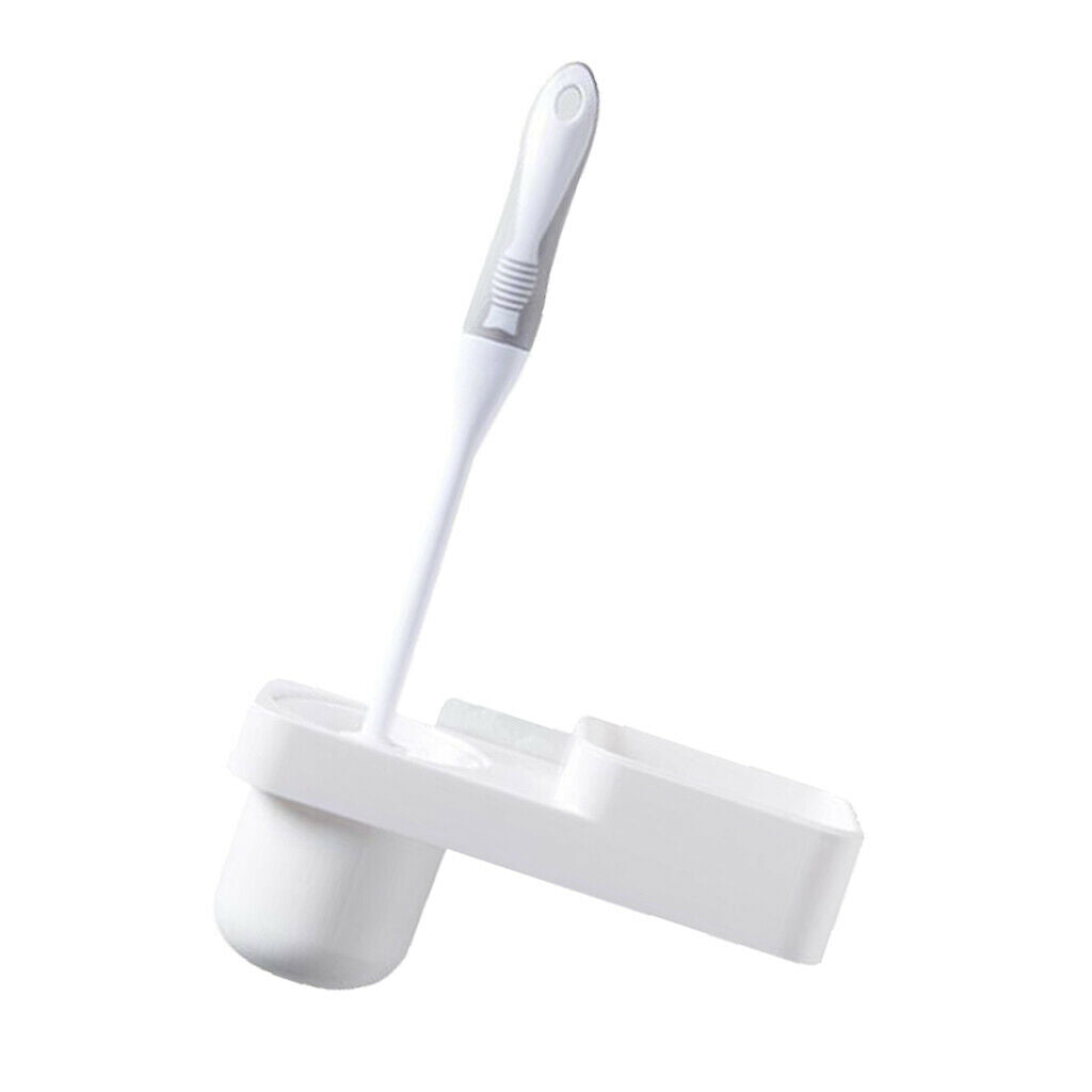 Wall Mounted Toilet WC Washroom Brush Set with Holder Cleaning Tool White
