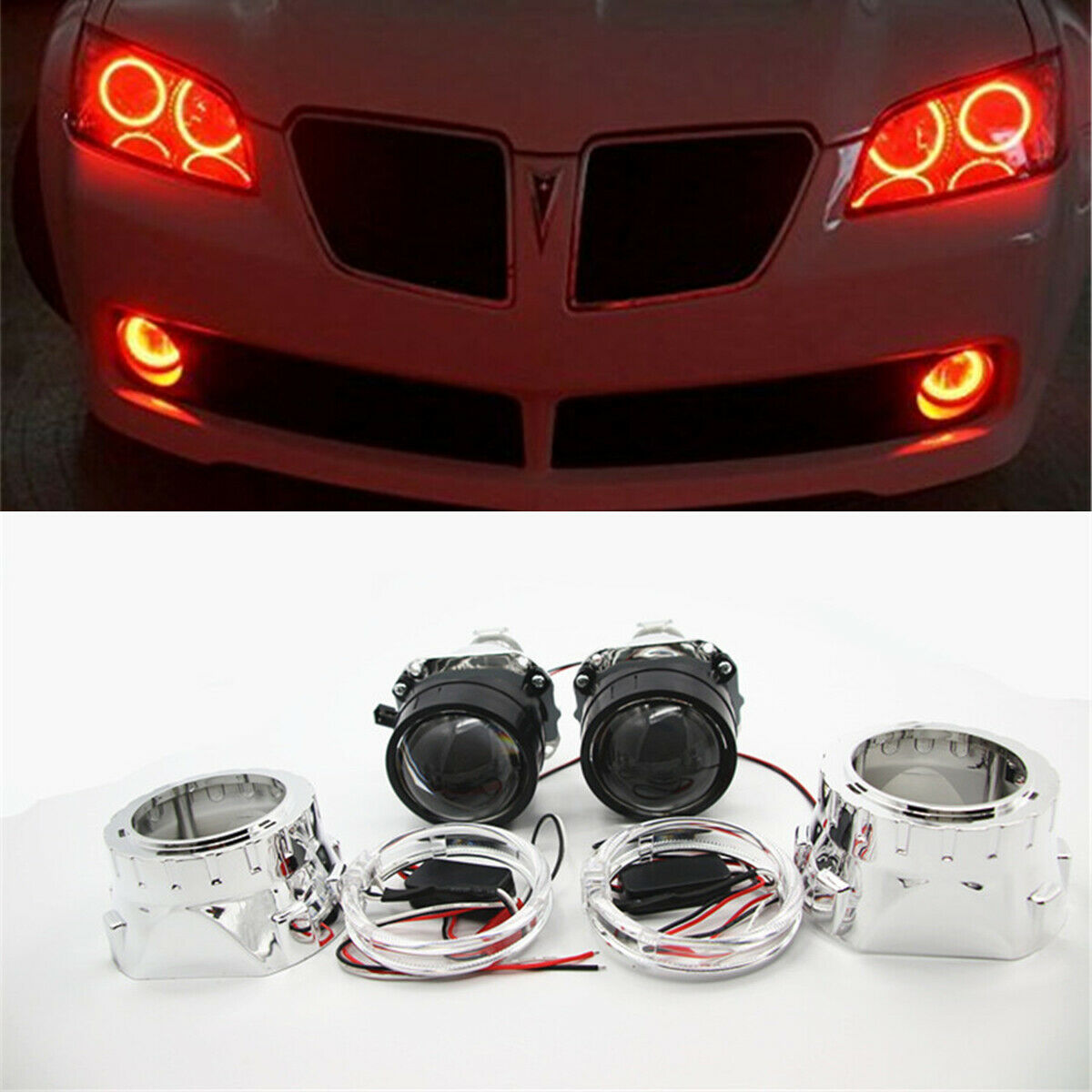 2.5" Halo Angel Eyes HID Bi-xenon Projector Lens LHD/RHD headlight and Inverter