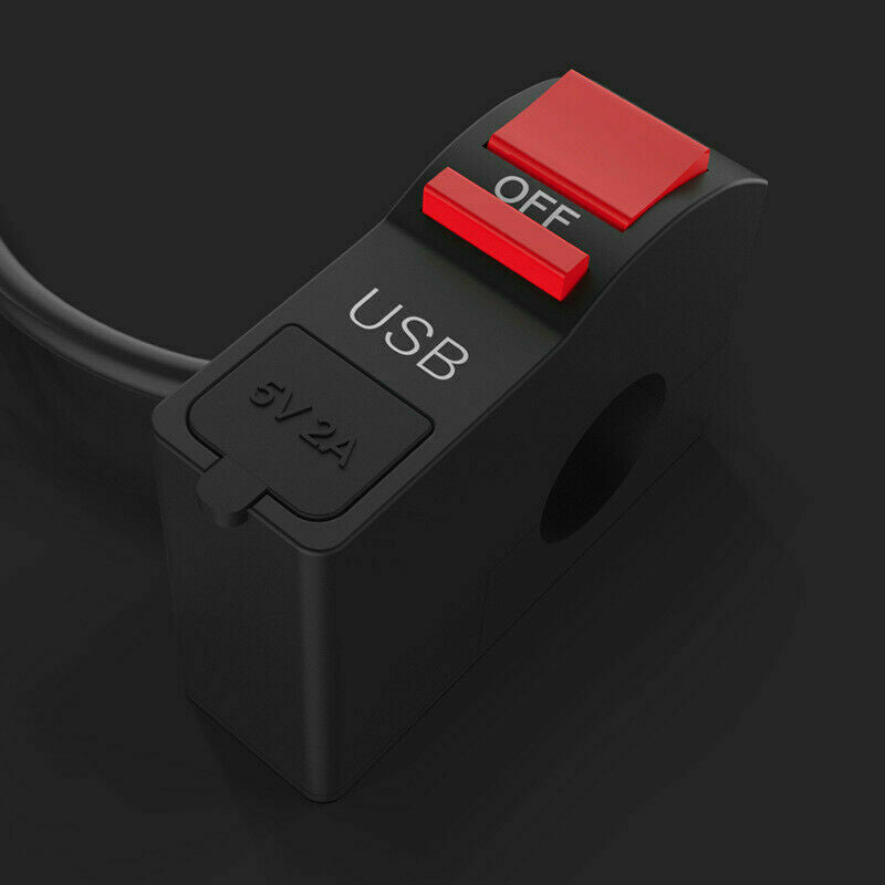 Multi-function Motorcycle 7/8" Handlebar Flashing Switch w/ 2A USB Phone Charger