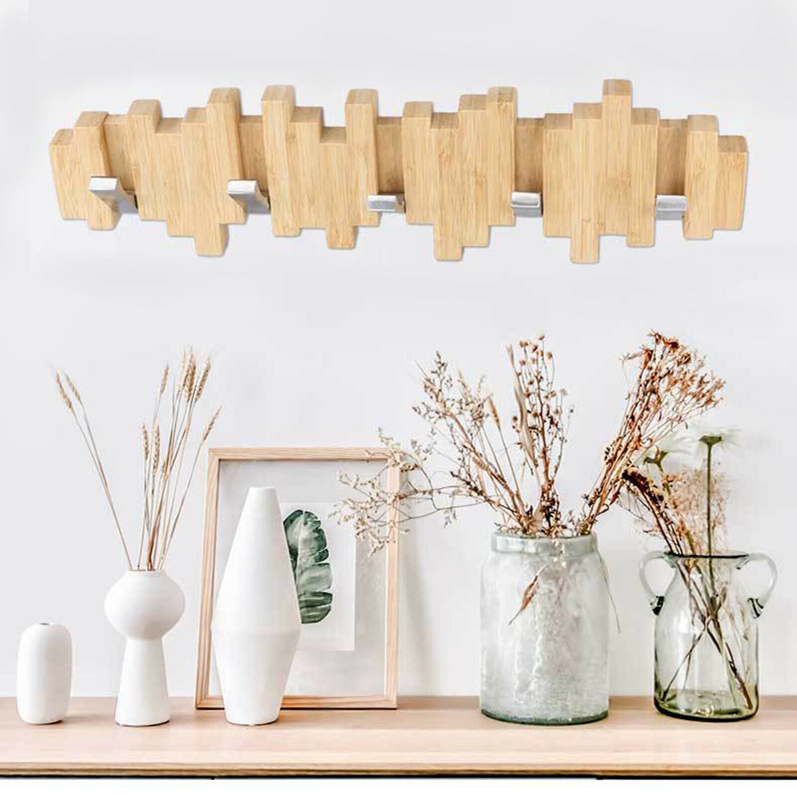 Wall Mounted Wall Coat Rack 5 Hooks for Coats Jackets Towel Hanger Classic