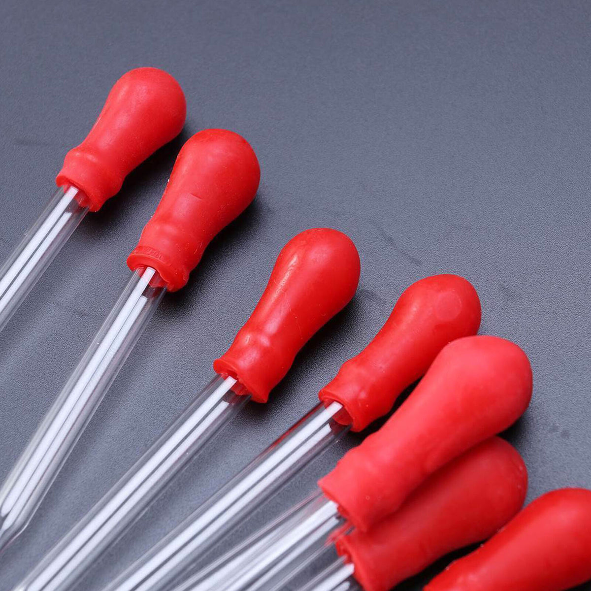 10Pcs 9cm Glass Pipette Laboratory Medicine Dropper Red Rubber Head Pipet