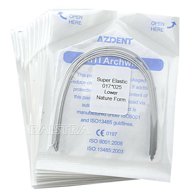 50x Dental Ortho Niti Arch Wires Rectangular 17X25 Super Elastic Natural AZDENT