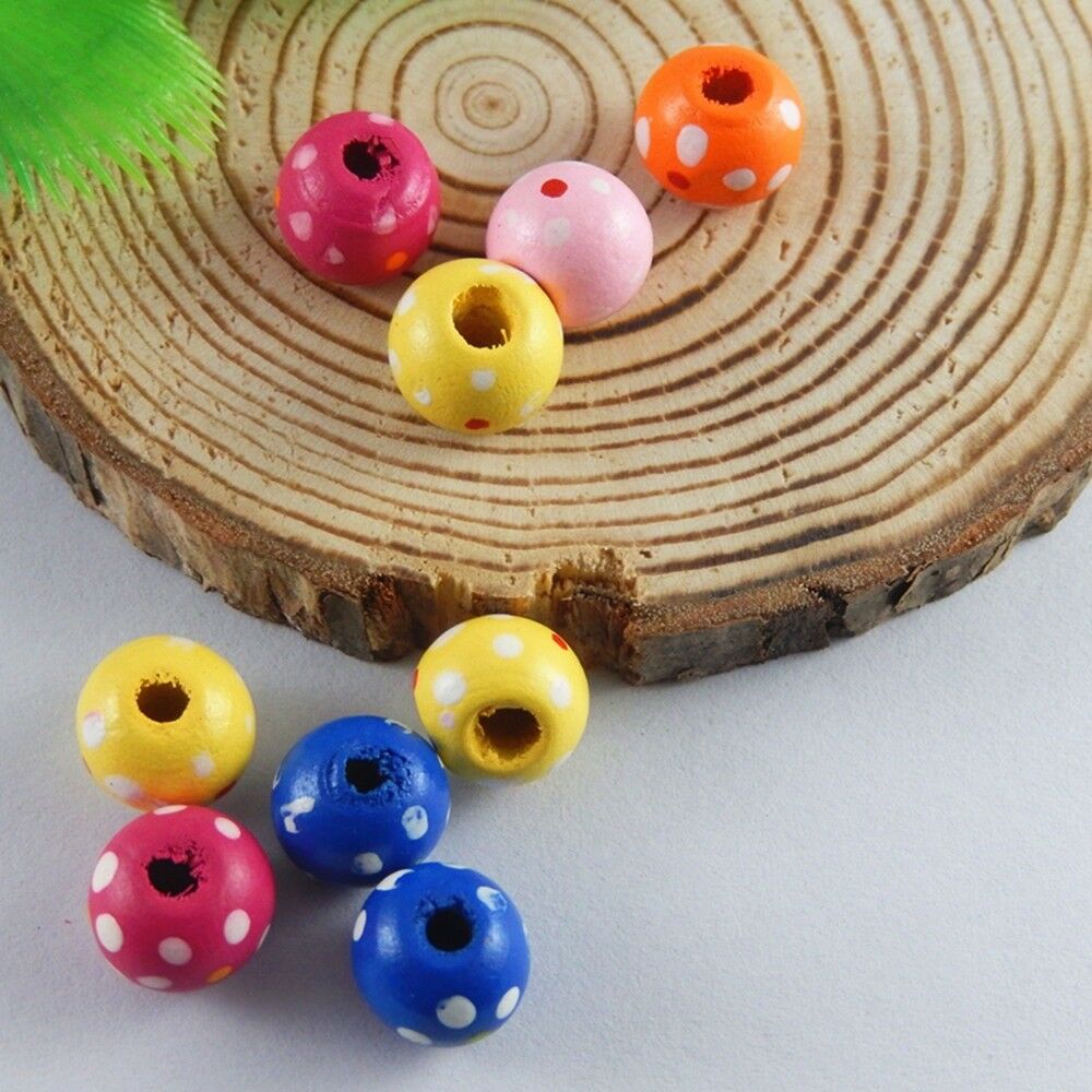 300pcs Multi Color Wood Beads Charm For Jewelry Bracelet Pendant Making 10*9*9mm