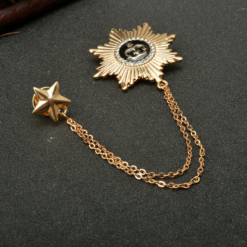 Women girls double star design neck lace brooch chain jewelry