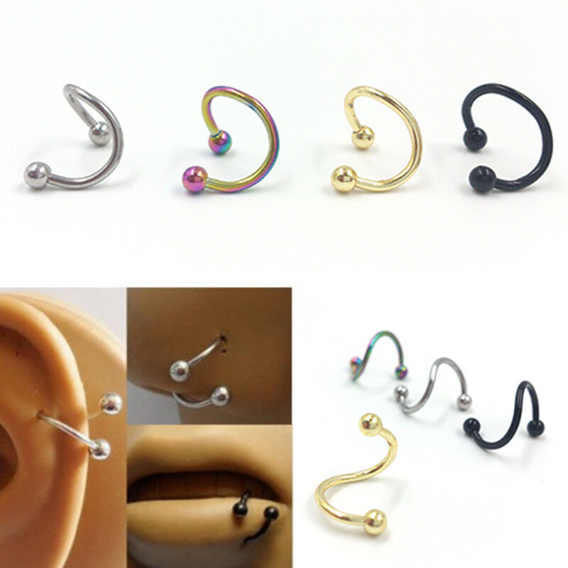 4x Stainless Steel Flexo Twist Helix Cartilage  Lip Nose Ring Earring Pier.l8