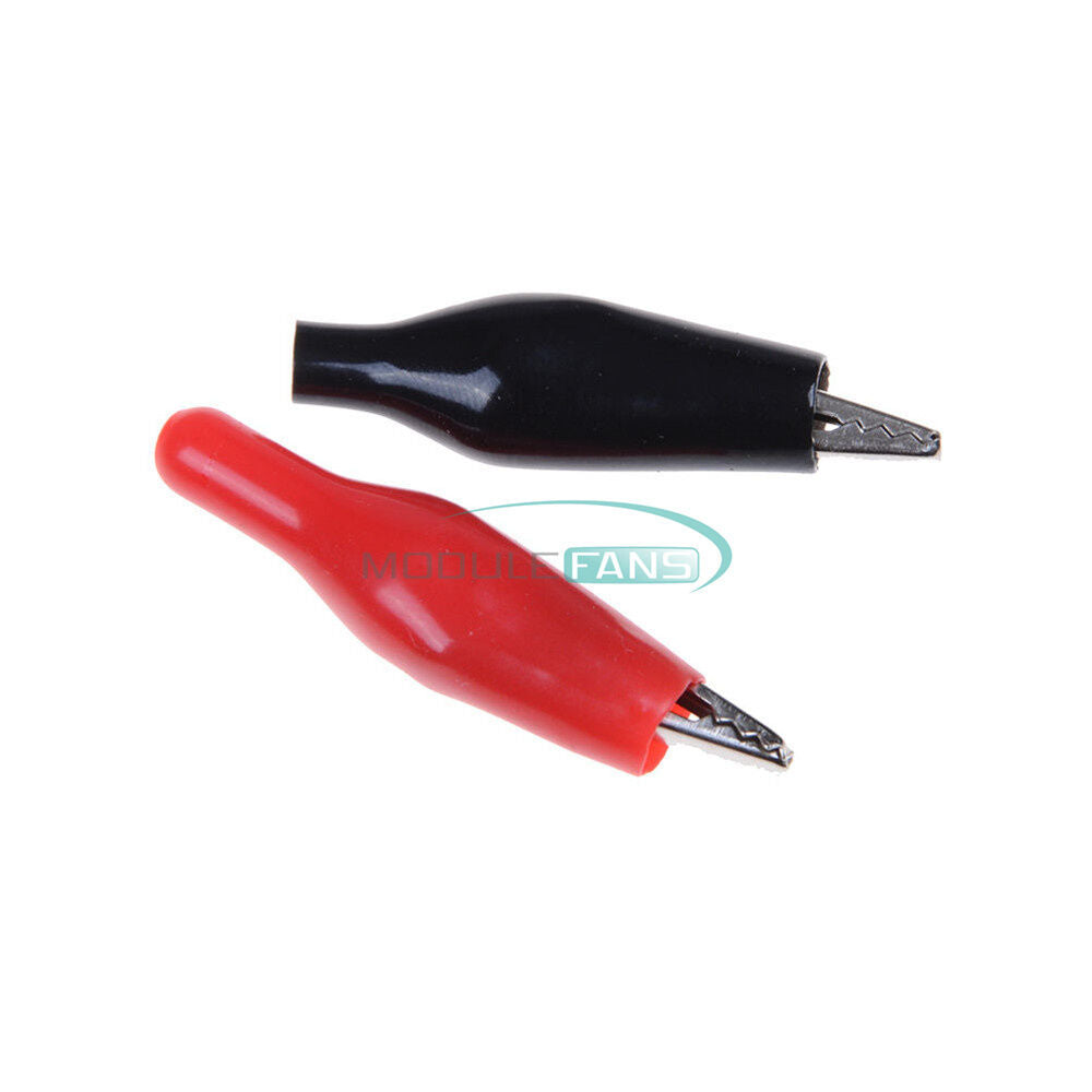 20pcs Soft Plastic Coated Testing Probe Aligator Clips Crocodile P2001 Black Red