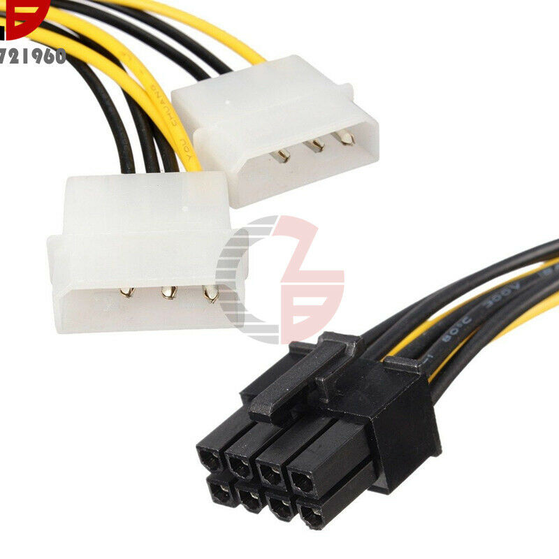 Dual Molex LP4 4 Pin to 8 Pin PCI-E Express Converter Adapter Power Wire Cable