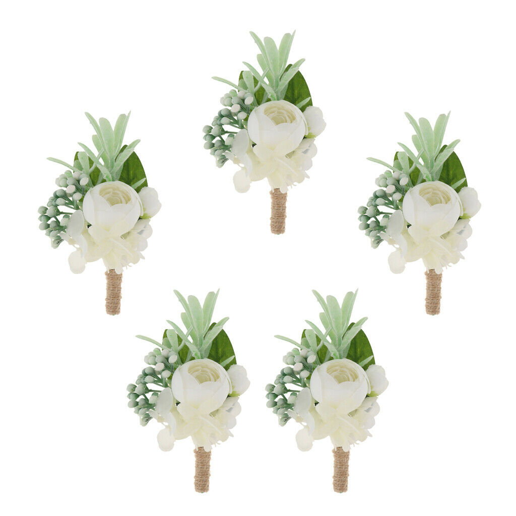 5 Pieces Wedding Artificial Corsage Bridal Groom Wedding Party Supplies