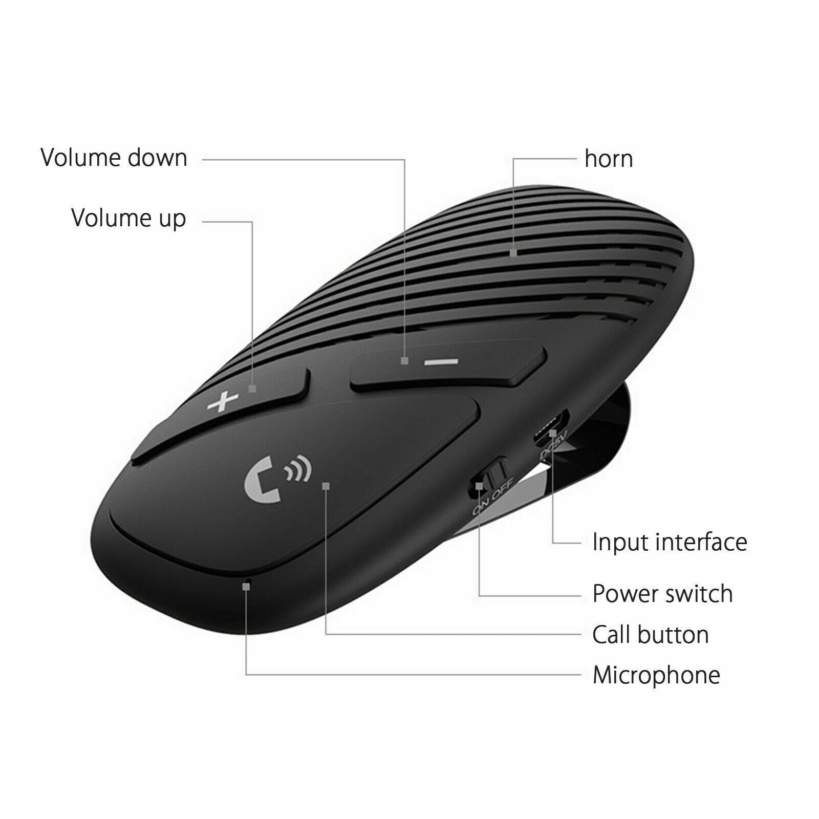 Sun Visor Wireless Bluetooth 5.0 Phone Hands Free Car Kit Speakerphone Speaker