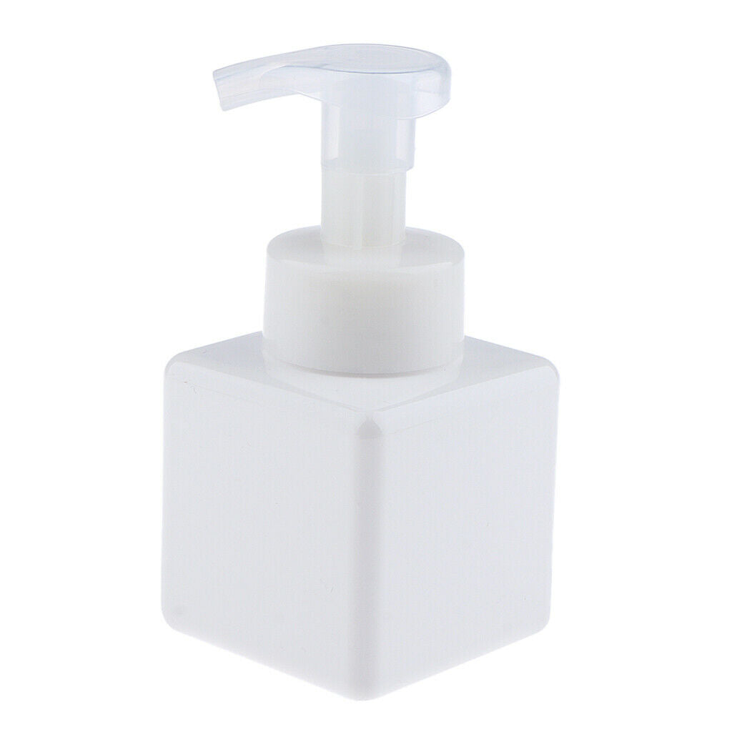 2 lot Empty Shampoo Mousse Lotion Pump Bottles Square Dispenser Brown+White