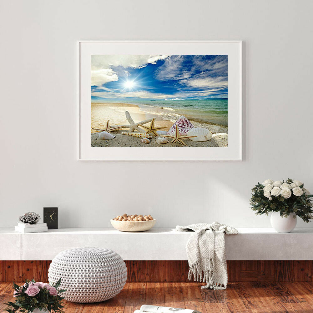 DIY Full Square Drill Diamond Painting Beach Shell Embroidery Mosaic Craft  @