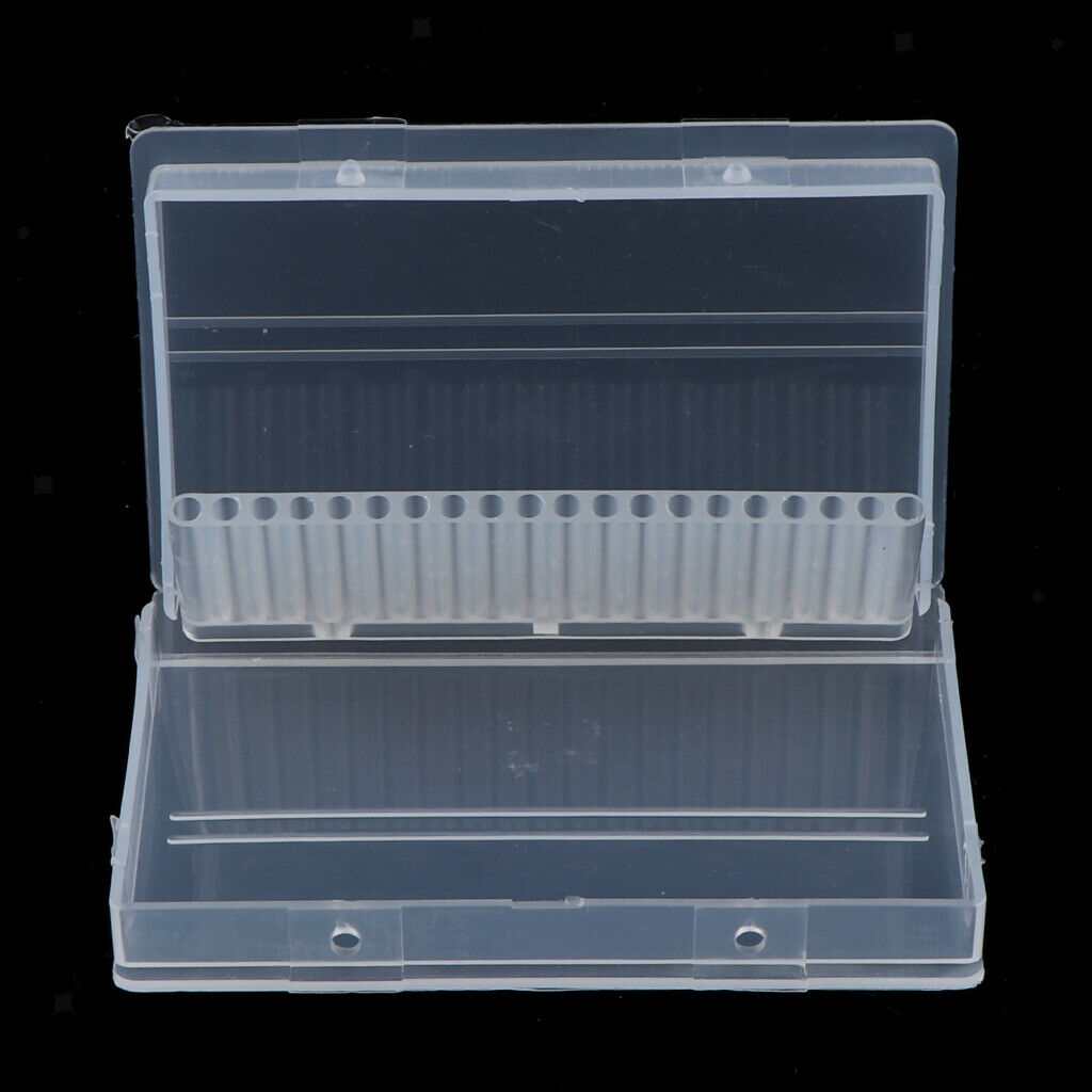 Portable and Lightweight 20 Holes Plastic Nail Art Drill Bits Holder, Storage