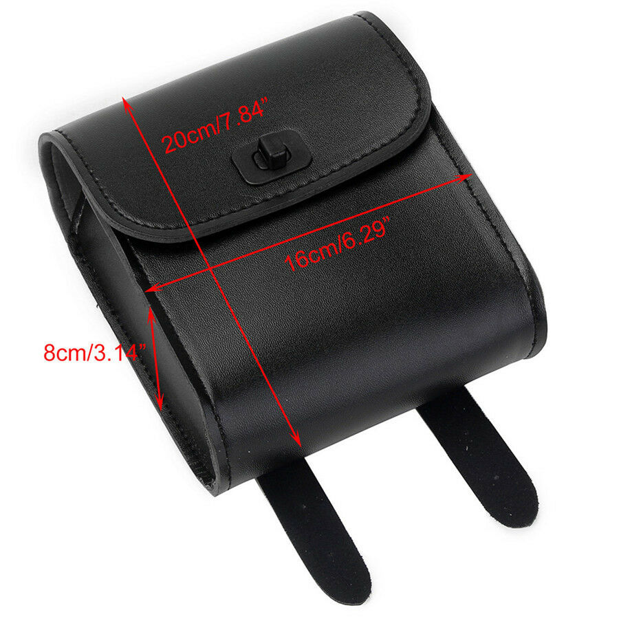 Motorcycle Front Handlebar/Rear Seat Luggage Saddle Bags Black Synthetic Leather