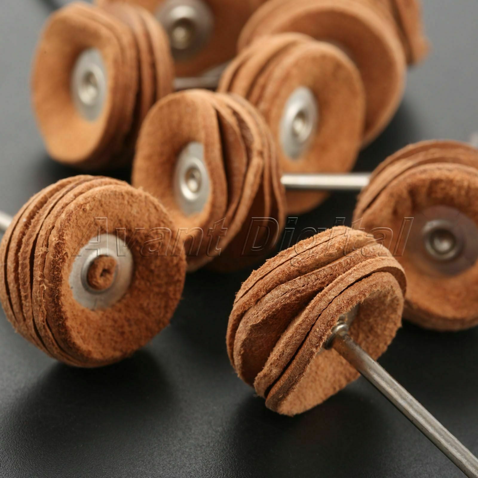 22mm Round Leather Buffing Wheel Polishing Jade Jewelry Rotary Tool 2.35mm Shank