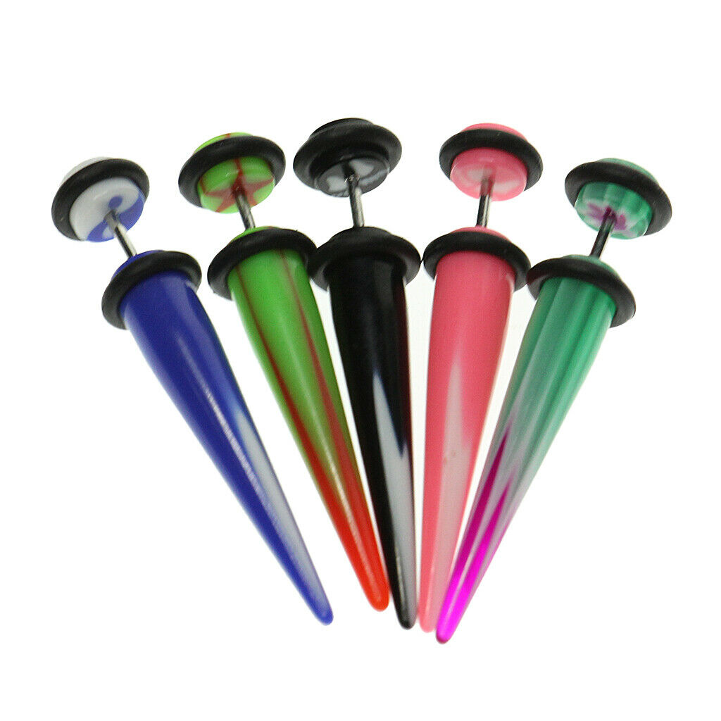 5 Pairs Mixed Colors Stretch Bar Acrylic Ear Expander Tunnel Stretch Bar Jewelry