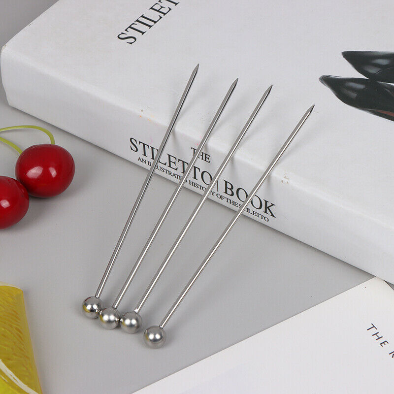 10pcs Stainless Steel Fruit Sticks Cocktail Picks Fruit Forks Toothpi JYC Vm SJ