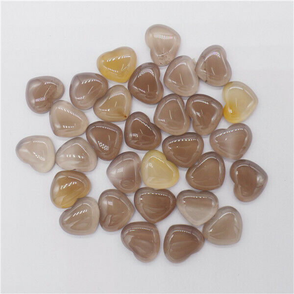 15Pcs 18x15x6mm Natural Gray Agate Love Heart Cab Cabochon Jewelry Making HH9688
