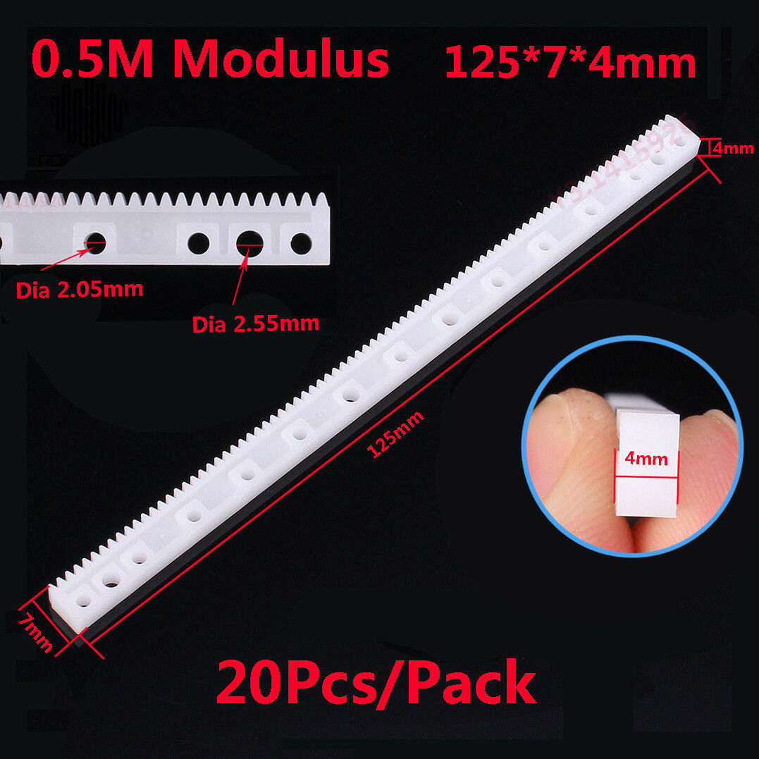 20Pcs Plastic Gear Rack 0.5 Modulus 125mmx7mmx4mm Gear Robot Parts White For DIY