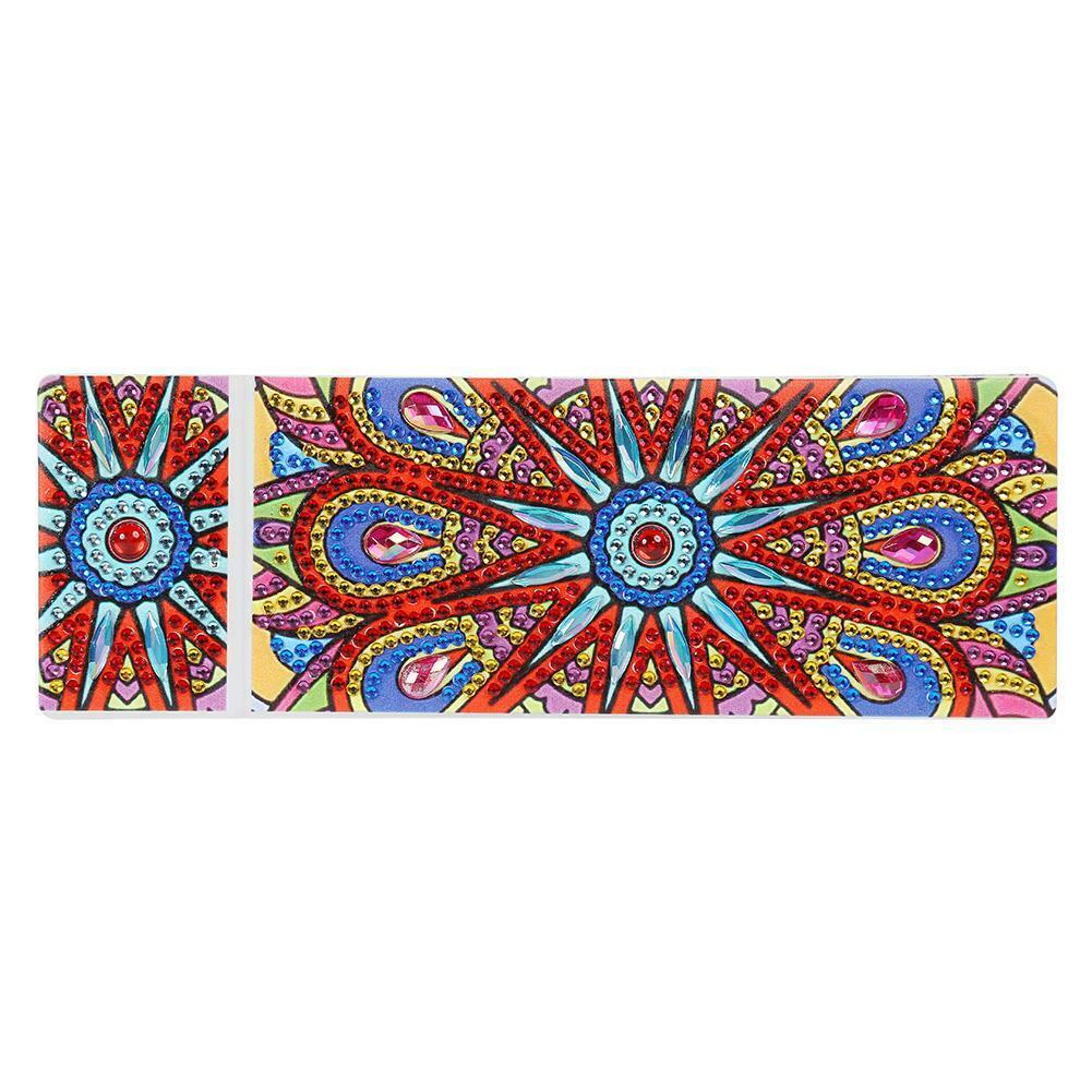 DIY Mandala Special Shaped Diamond Painting 2 Grids Students Pencil Case @