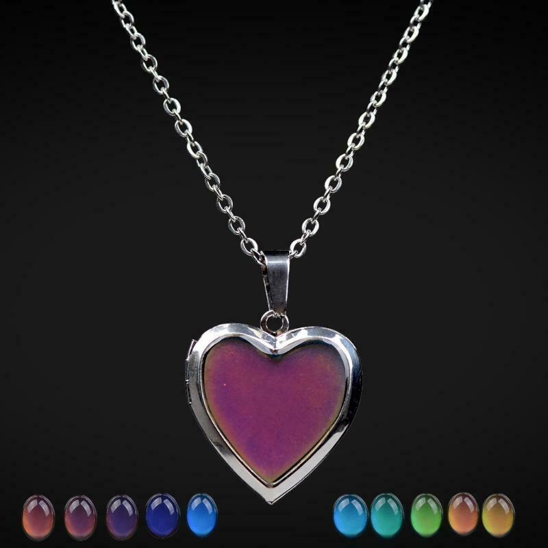 Temperature Sensitive Color Change Pendant Necklace with Stainless Steel Chain