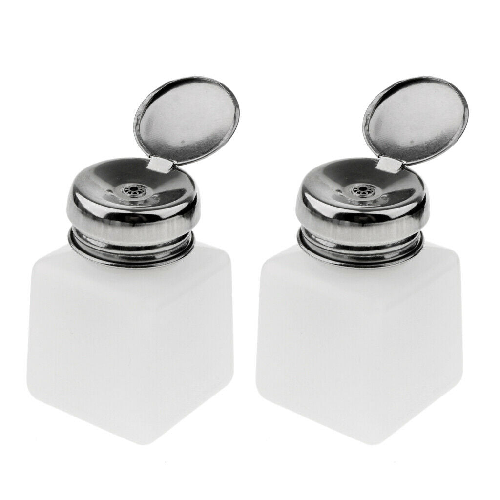 2 Pcs Nail Polish Remover Pump Dispenser Press Bottle Empty Container  100ml