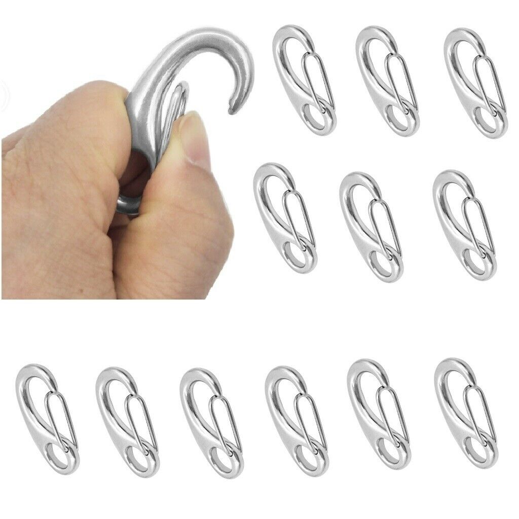 12pcs Marine 316 Stainless Steel Spring Snap Hooks Boat Anchor Rigging Clip