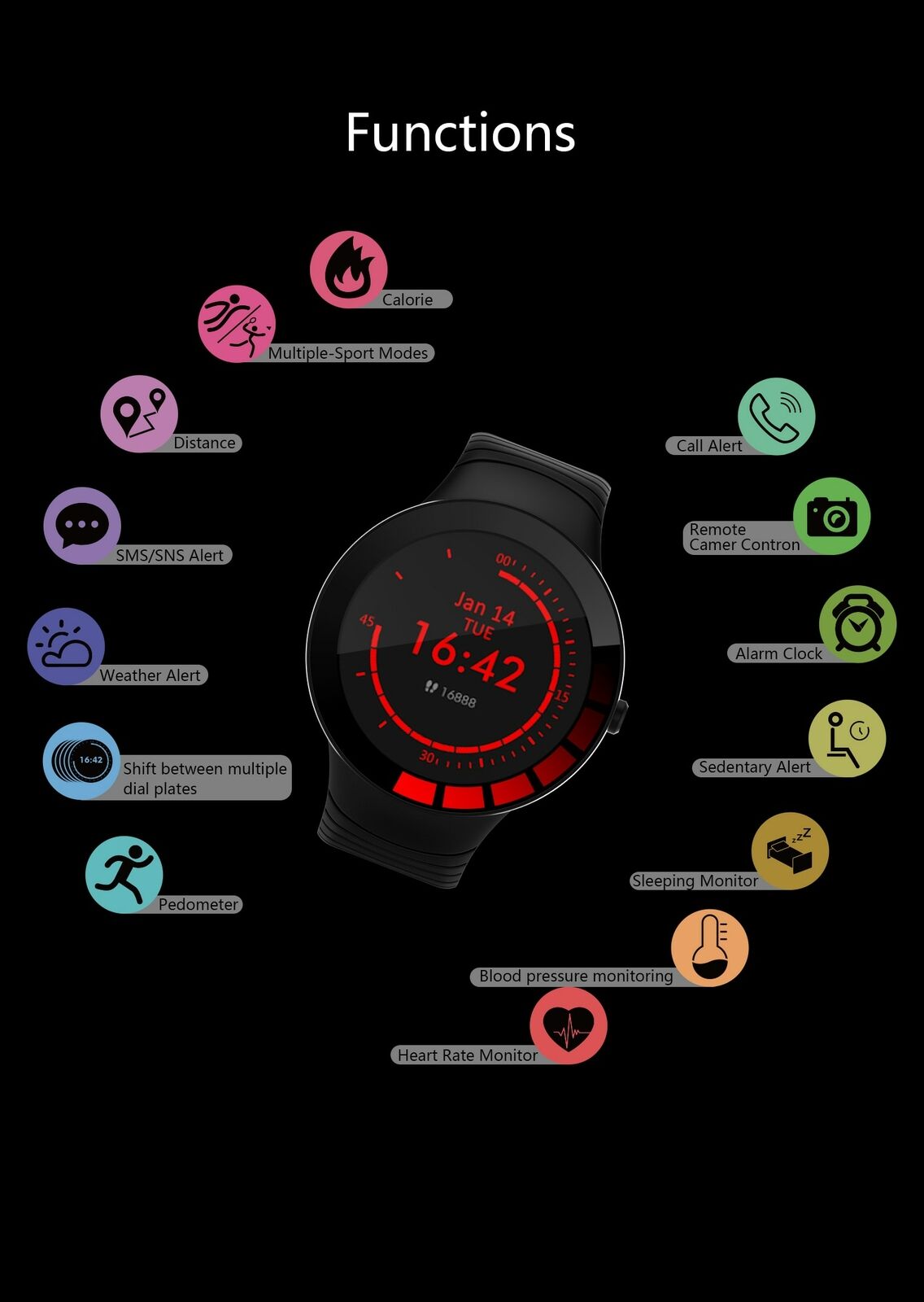 E3 Smart Watch Men Fitness Bracelet Heart Rate Blood Pressure Health Tracker SUK